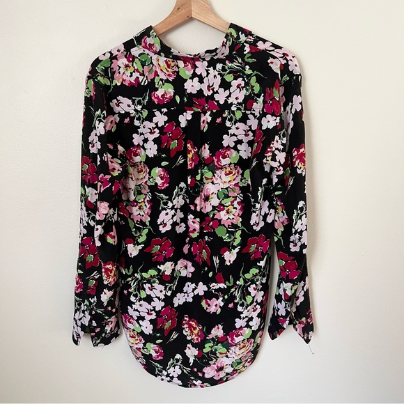 Equipment Femme Signature True Black Multi Floral Print Silk Blouse Size Small - Picture 5 of 7